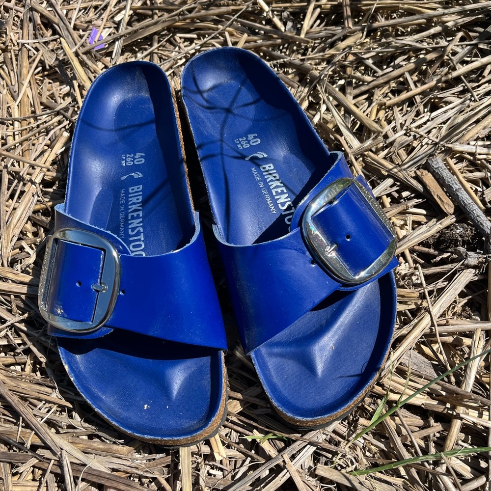 Blue big buckle Madrid Birkenstocks